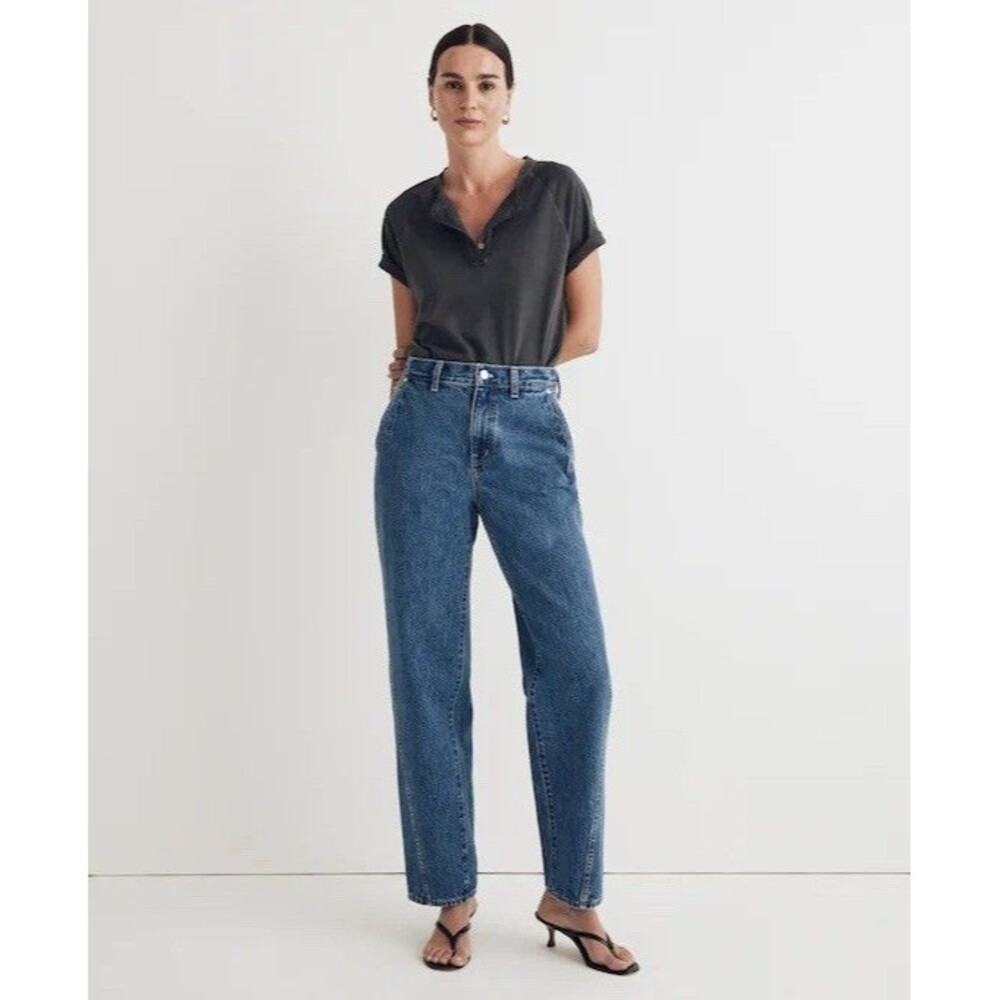 Madewell Blue Denim High Rise Baggy  Straight Leg Jeans Size 29